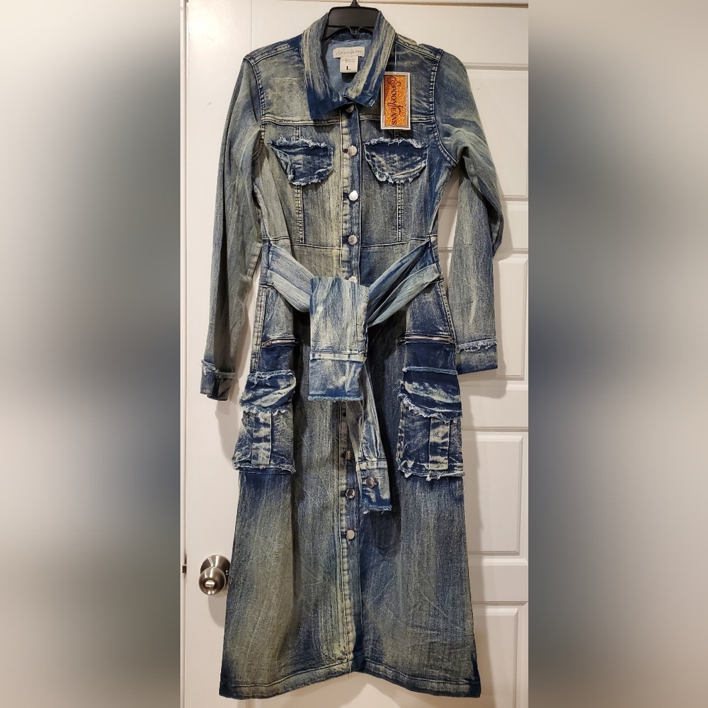 SPOONJEANS Long Distree Blue Denim Long Sleeve Dress/Jacket Size L